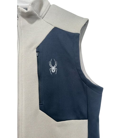 Sold Spyder Bandit Vest Men Large Beige Waffle Thermal Knit Full Zip Outdoor gor - Picture 10 of 14